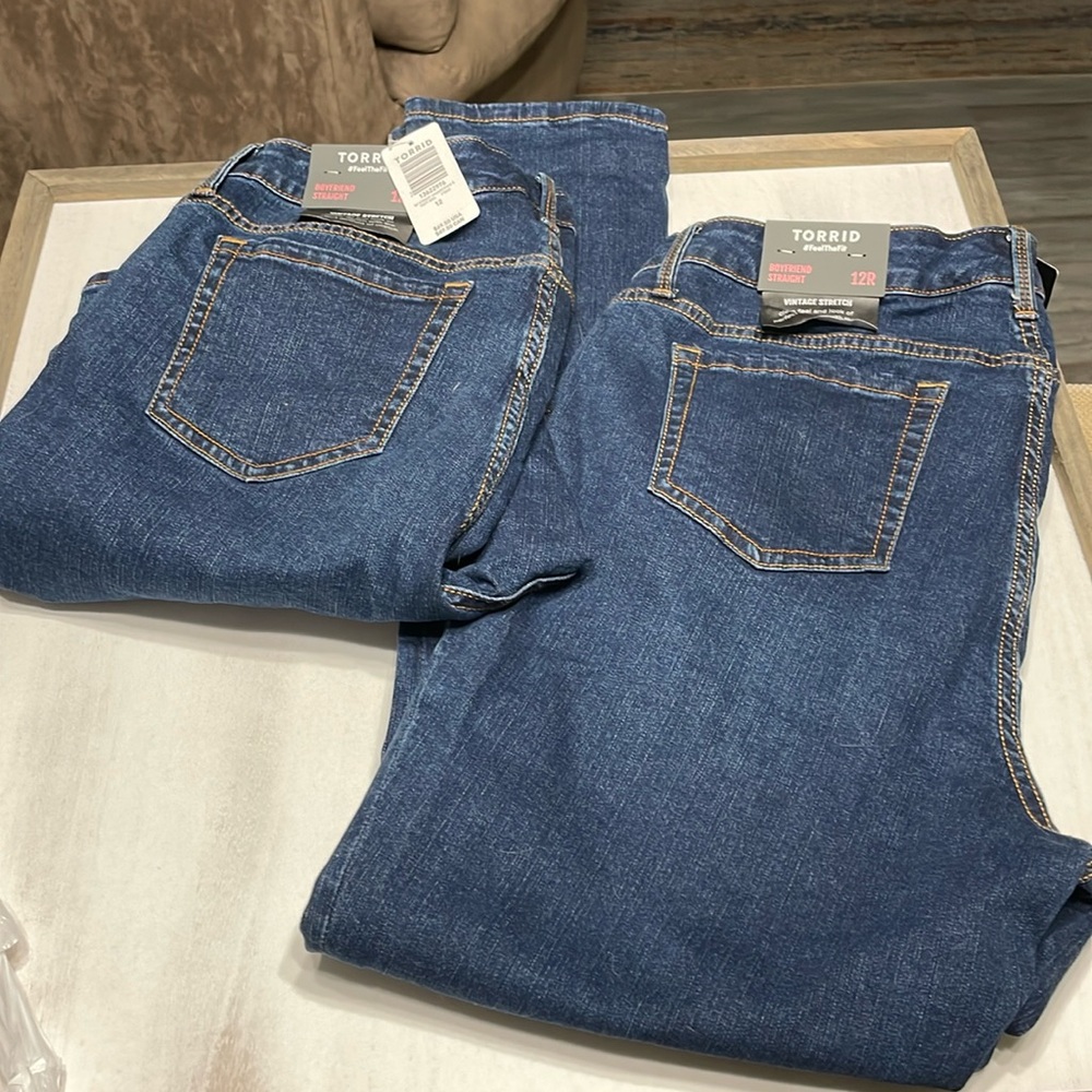 Bundle of 2 NWT pair of Torrid size 12 Boyfriend Straight jeans